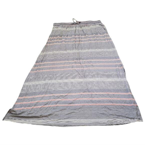 Striped Maxi Skirt Blue Gray‎ Pink Drawstring Waist Casual Comfortable Everyday - Picture 7 of 7